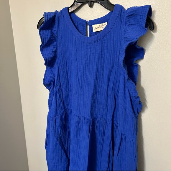 Universal Thread Tiered Cottage Core Sleeveless Gauze  Maxi Dress Blue Cotton L - Picture 8 of 10